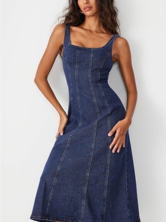 Cider Dresses & Skirts - Cider Dark Denim Midi Dress
